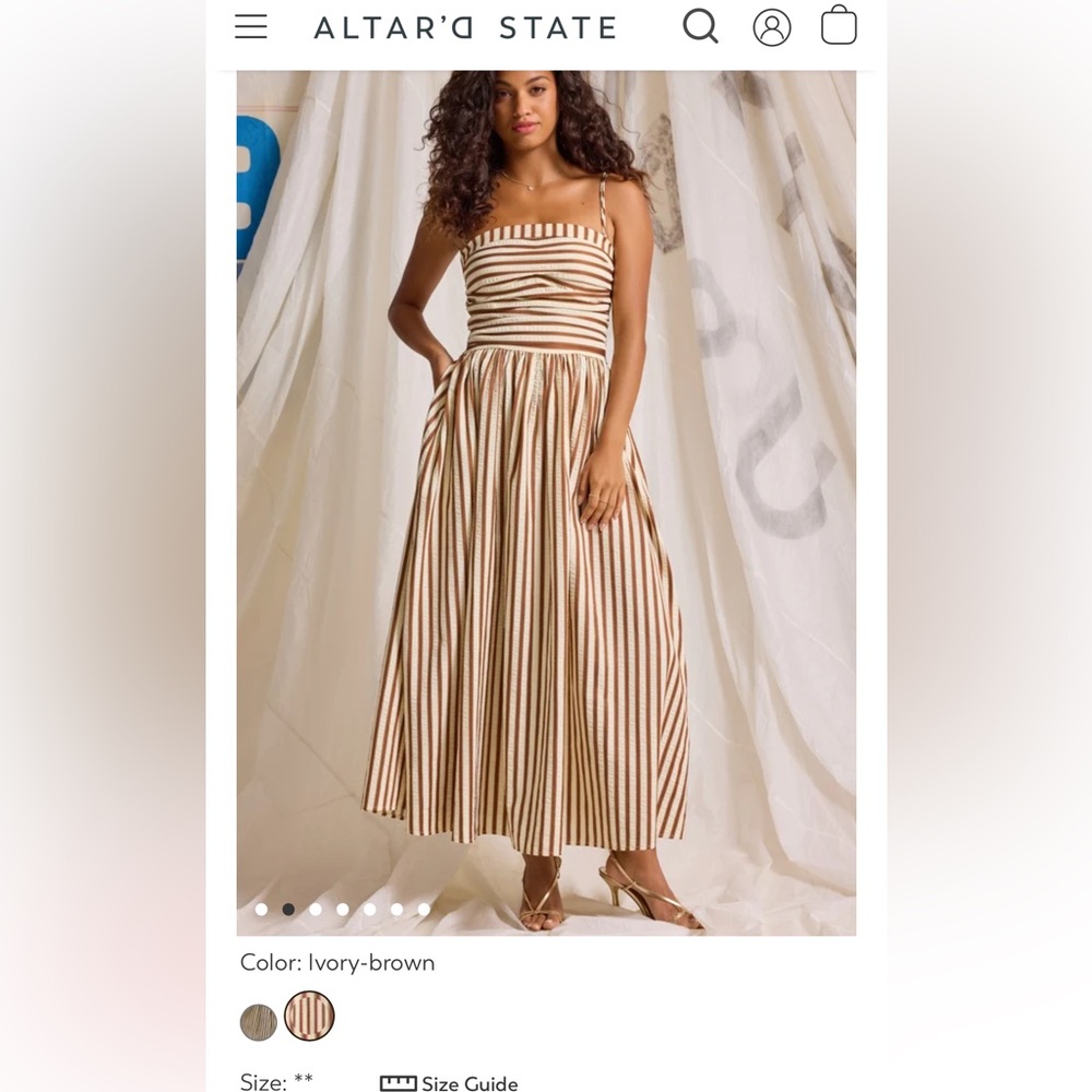 Altar’d State Josie Dress 
Brown & Ivory
Worn once
Large